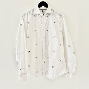 Boden men’s Classic Button Down Shirt Jack Russell Dogs Sz M Slim Fit